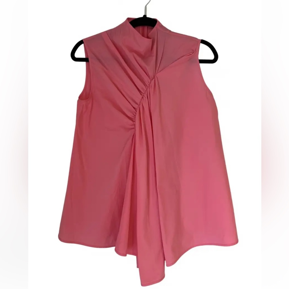 Celine high neck, sleeveless cotton candy pink top